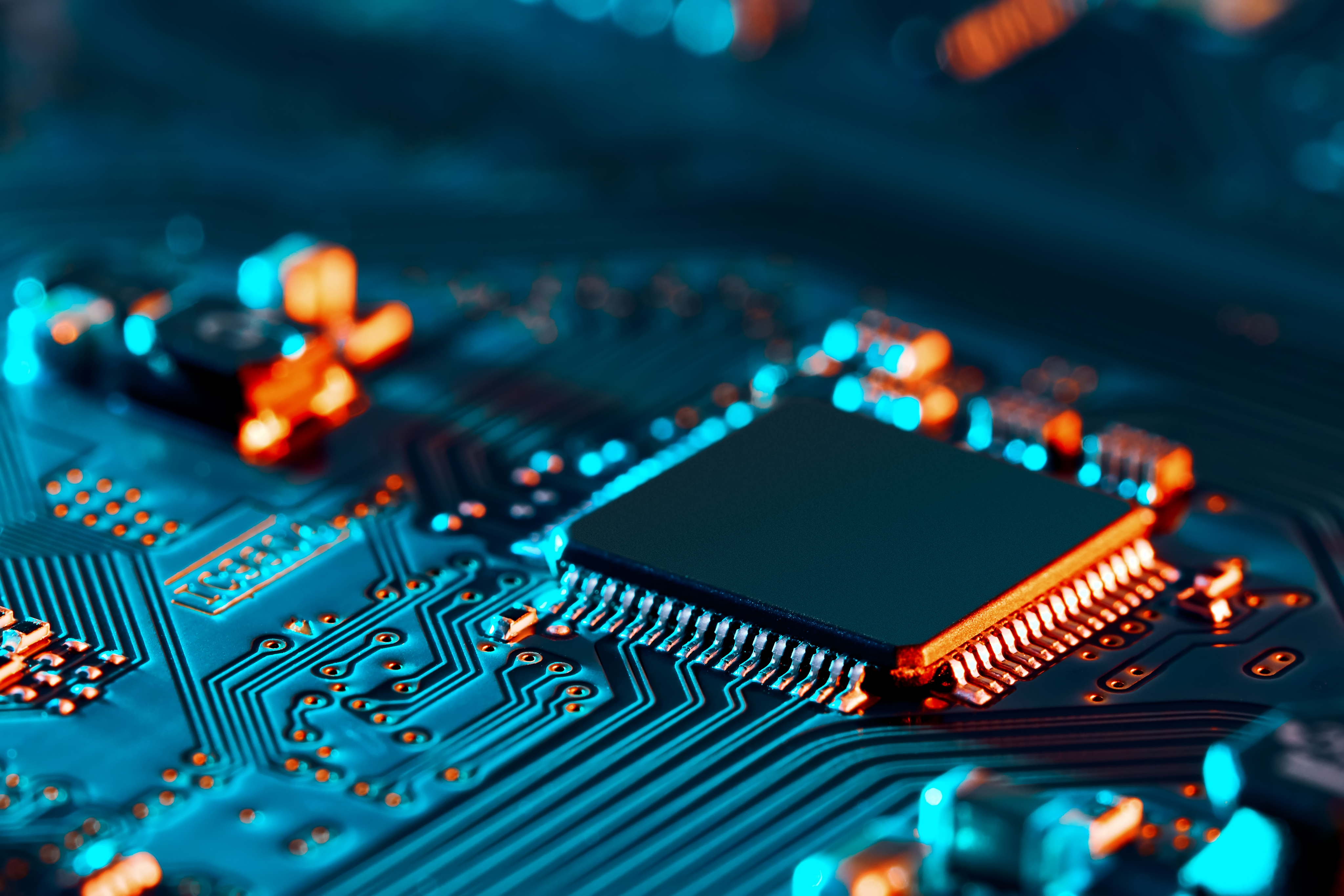 Close up photograph of a microchip