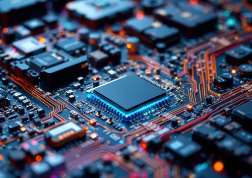 Computer parts close up. Computer chip. Technology